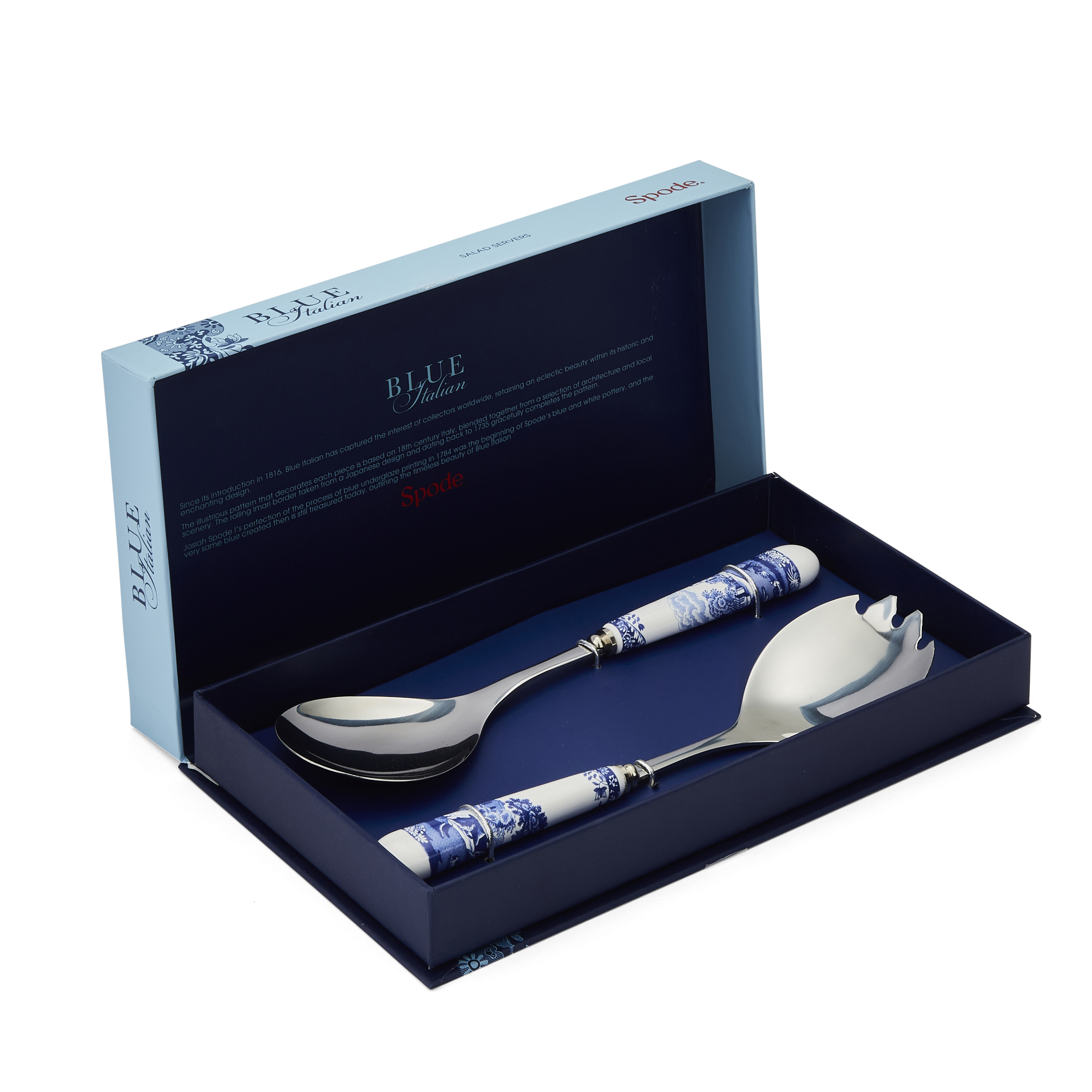 Blue Italian Pair of Salad Servers image number null